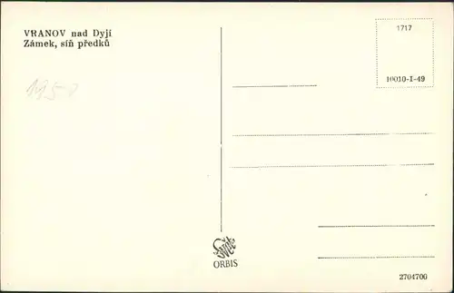 Frain an der Thaya Vranov nad Dyjí Zámek, síň předků, Schloss Innenansicht 1950