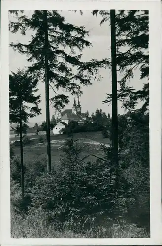 Postcard Vranov (deutsch Wranau) Wranau Waldpartie mit Kirche 1940