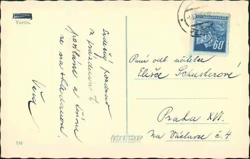 Postcard Wesetin Vsetín | Settein Panorama Gesamtansicht 1945