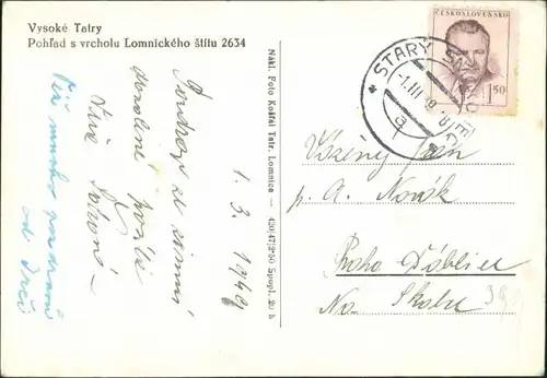 Vysoké Tatry Umland-Ansicht verschneite Berge Stimmungsbild 1949