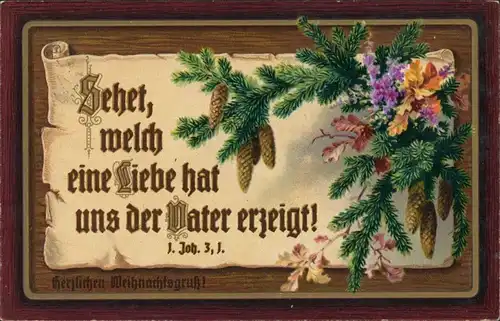 Ansichtskarte  Glückwunsch Grußkarte Weihnachten, Bibel Verse Joh. 1920