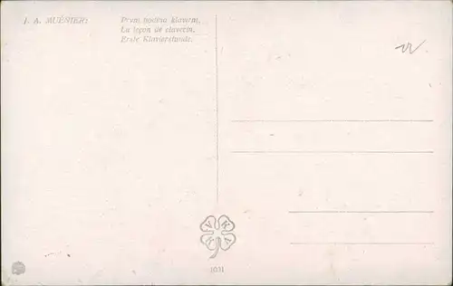 J. A. MUÉNIER Künstlerkarte Mädchen am Klavier, Klavierstunde 1910