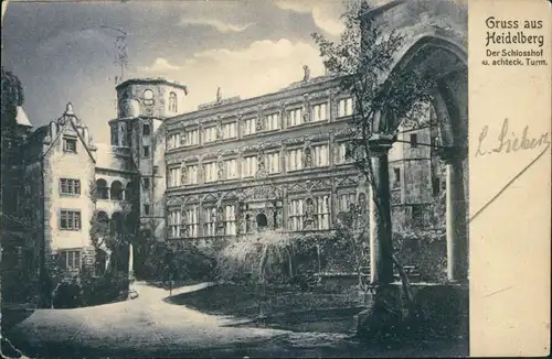 Ansichtskarte Heidelberg Heidelberger Schloss - Mondschein 1904
