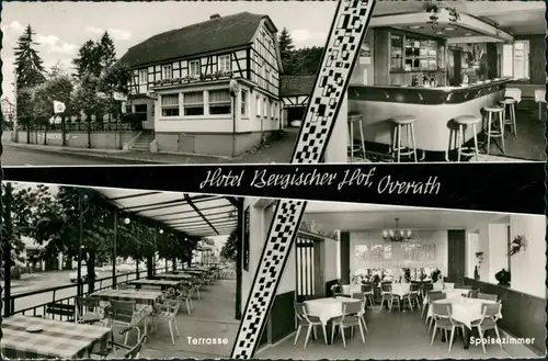 Ansichtskarte Overath Hotel Bergischer Hof Innen u. außen 1968