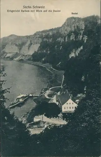 Ansichtskarte Rathen Blick auf Erbgericht 1918