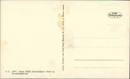 Ansichtskarte Daun Gemünder Maar Dronkedenkmal 1930