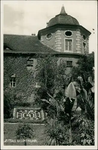 Ansichtskarte Zittau Partie an der Blumenuhr 1936