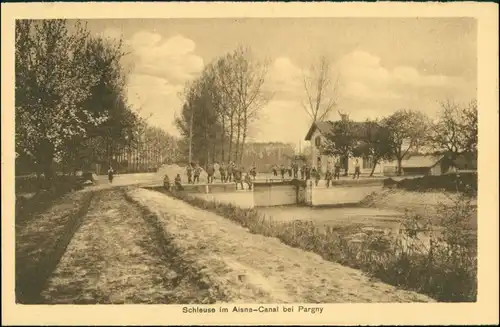 CPA Bois-lès-Pargny Soldaten Schleuse Aisnekanal 1917