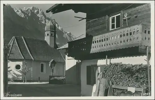 Ansichtskarte Grainau Bauernhaus, Kirche - Kreuz 1927