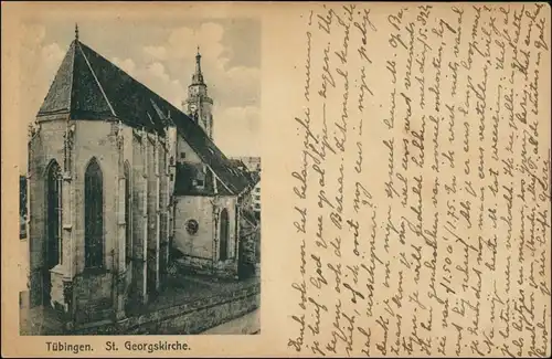 Ansichtskarte Tübingen Partie an der Stiftskirche/St. Georgs-Kirche 1916