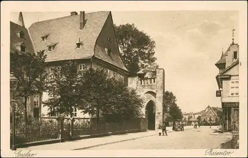 Ansichtskarte Goslar Straße - Rosentor Geschäfte 1926