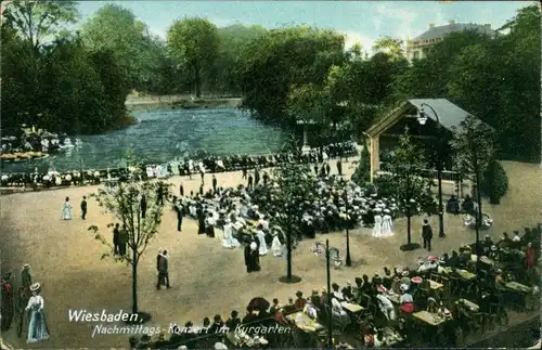 Ansichtskarte Wiesbaden Kurkonzert im Kurgarten 1911
