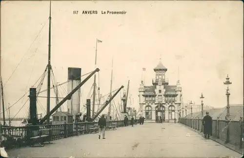 Postkaart Antwerpen Anvers Le Promenoir - Dampfer 1907