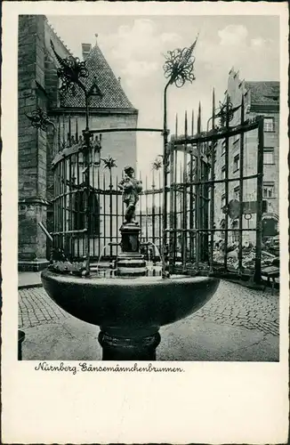 Ansichtskarte Nürnberg Gänsemännchen-Brunnen, Straße 1937