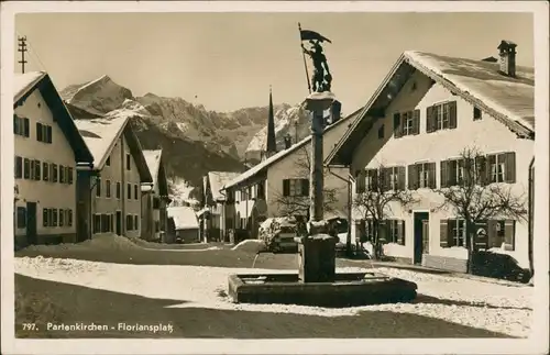 Garmisch-Garmisch-Partenkirchen Denkmal Häuser Partie am Floriansplatz 1937