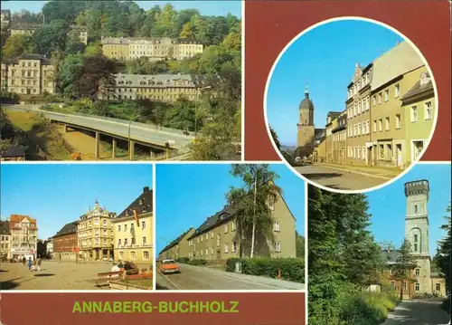 Ansichtskarte Annaberg-Buchholz Annenkirche, Markt, Engels Straße 1985