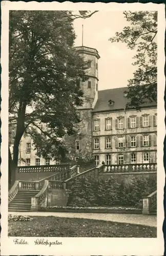 Ansichtskarte Fulda Fuldaer Stadtschloss Partie im Schloss-Garten 1930