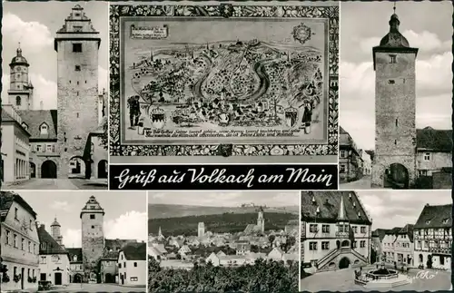 Ansichtskarte Volkach Stadttürme, alte Karte 1969