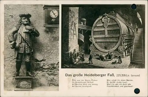 Ansichtskarte Heidelberg Heidelberger Schloss 2 Bild Riesenfass 1932
