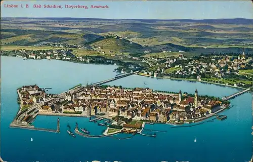 Ansichtskarte Lindau (Bodensee) aus der Vogelschau 1913