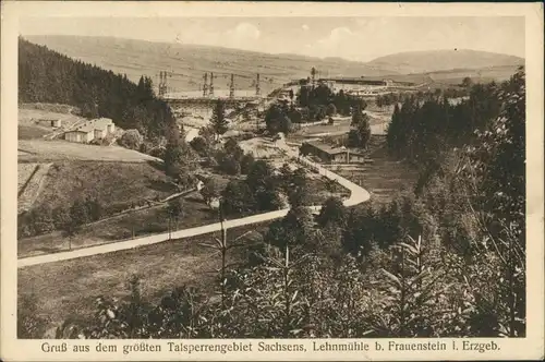 Frauenstein (Erzgebirge) Talsperre Lehnmühle im Bau - Kantine 1927