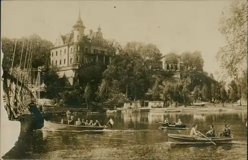 Ansichtskarte Grimma Gattersburg - Ruderboote, Fotokarte 1933