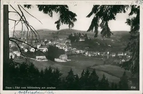 Ansichtskarte Daun Eifel Stadt vom Mühlenberg aus gedehen 1930