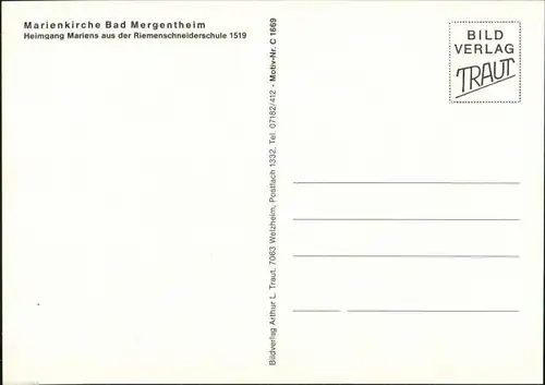 Bad Mergentheim Marienkirche: Heimgang Mariens aus der Riemenschneiderschule 1519 1990