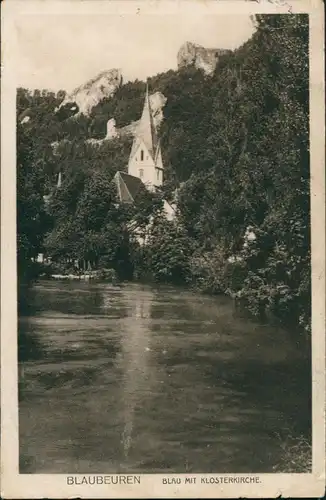 Ansichtskarte Blaubeuren Blau mit Klosterkirche 1916