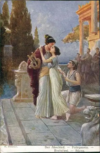Künstlerkarte Künstler H. Benesch "Der Abschied" Art Postcard 1910