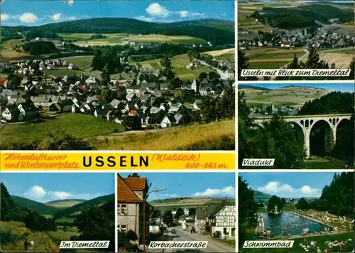 Usseln-Willingen (Upland) Mehrbild-AK  Viadukt, Korbacherstr., Schwimmbad 1968