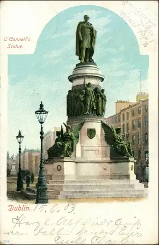 Postcard Dublin Baile Átha Cliath O Connells Statue - Straße 1903