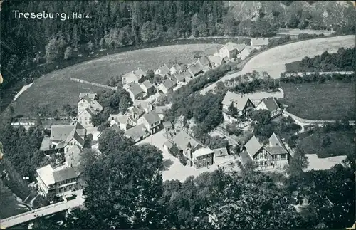 Ansichtskarte Treseburg Panorama-Ansicht Dorfmitte aus der Vogelschau 1920
