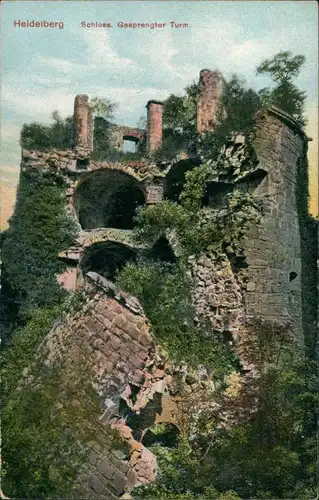 Ansichtskarte Heidelberg Gesprengter Turm Stadtteilansicht 1913