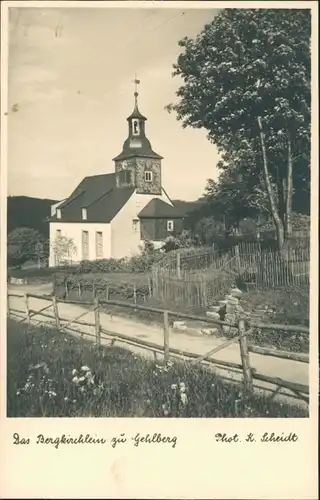 Gehlberg Weg Partie am Bergkirchlein, Kirche, Bergkirche, Church Postcard 1936