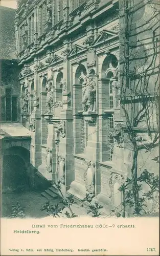 Heidelberg Fasaden Details vom Friedrichsbau, Schloss, Castle Postcard 1900