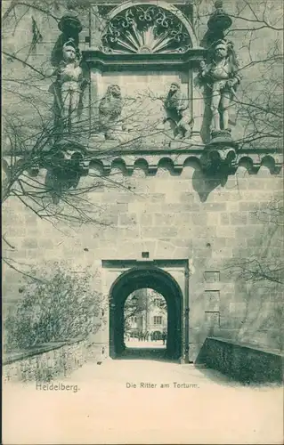 Ansichtskarte Heidelberg Heidelberger Schloss Die Ritter am Torturm 1905/1904
