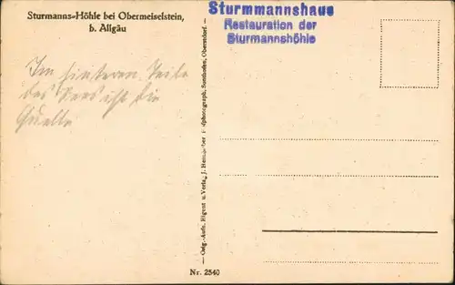 Obermaiselstein (Oberallgäu) Sturmanns-Höhle Höhlensee Höhlen Innenansicht 1920