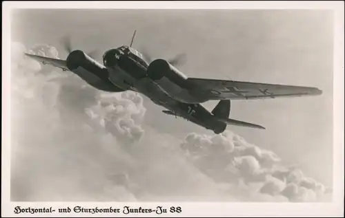 Ansichtskarte  Horizontal und Sturzbomber Junkers JU 88 WK2 1939