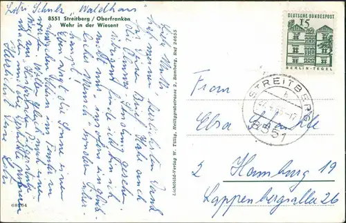 Streitberg-Wiesenttal Wehr i  Wiesent, Oberfranken Postkarte 1965