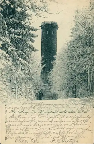 Ansichtskarte Heidelberg Königstuhl Winter Landschaft Turm Gebäude 1898