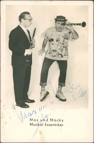 Zirkus Clown Musikal Exzentriker "Max & Macky" mit Autogramm 1950 Privatfoto
