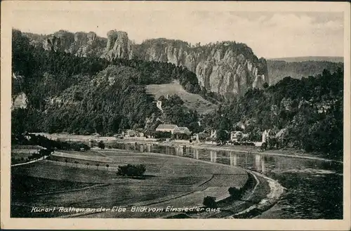Ansichtskarte Rathen Umland-Ansicht Elbe Blick vom Einsiedler aus 1930