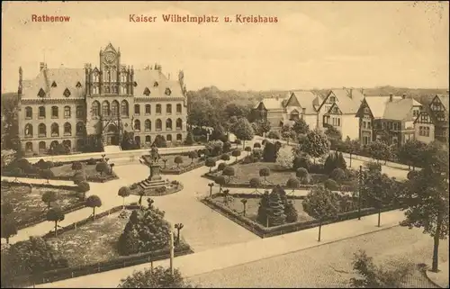 Ansichtskarte Rathenow Kaiser Wilhelm Platz, Kreishaus 1913