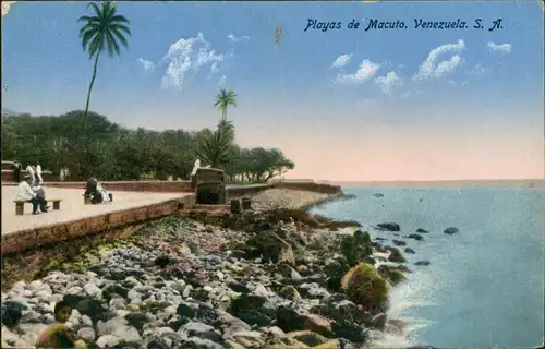 Macuto Playas de MACUTO Venezuela S.A./Strand Partie mit Karibik-Palmen 1920