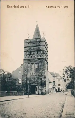 Brandenburg an der Havel Straßenpartie, Geschäfte Rathenower Tor 1910