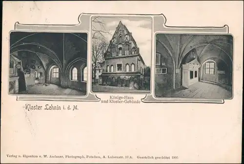 Ansichtskarte Kloster Lehnin 3 Bild Königshaus und Klostergebäude 1911