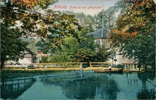 Ansichtskarte Pillnitz Partie an der Meixmühle, Ruderboot 1913
