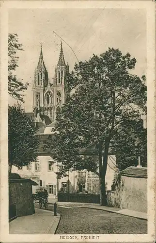 Ansichtskarte Meißen Straße, Geschäft - Freiheit 1926