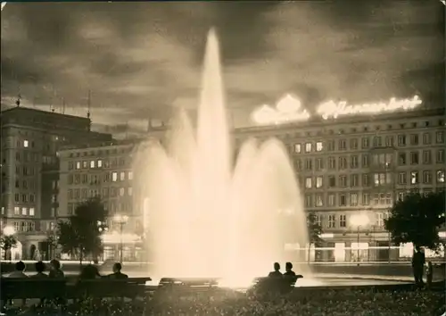 Altstadt-Magdeburg Wilhelm-Pieck-Allee bei Nacht Illumination 1967